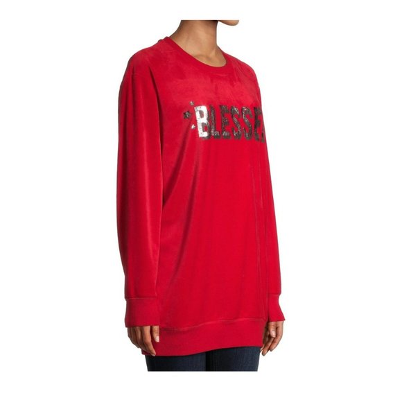 No Boundaries Juniors Graphic "Blessed" Red Pullover Sweatshirt Size XXL - Picture 4 of 6